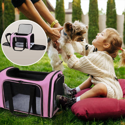 sac -de- transport pour chien rose solide